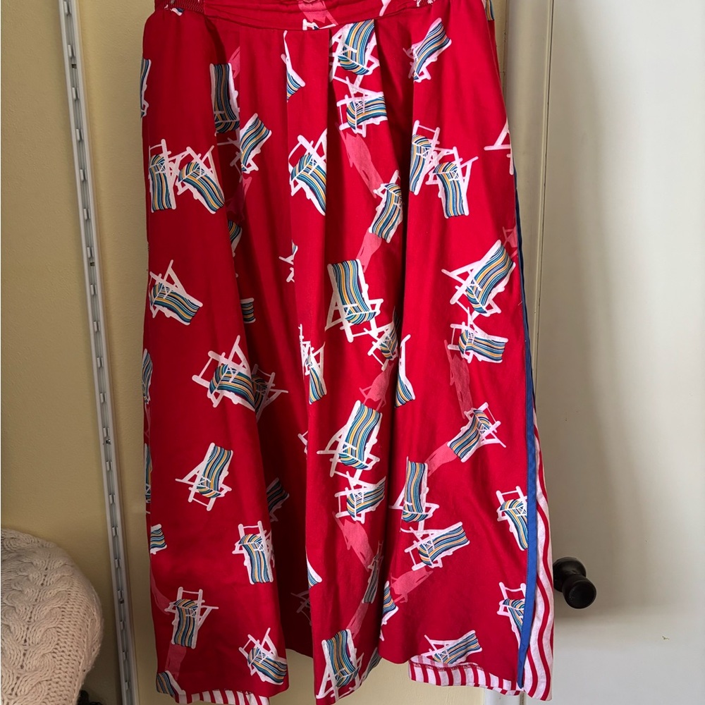 Vintage Red Beach Chair Patterned Women's Skirt